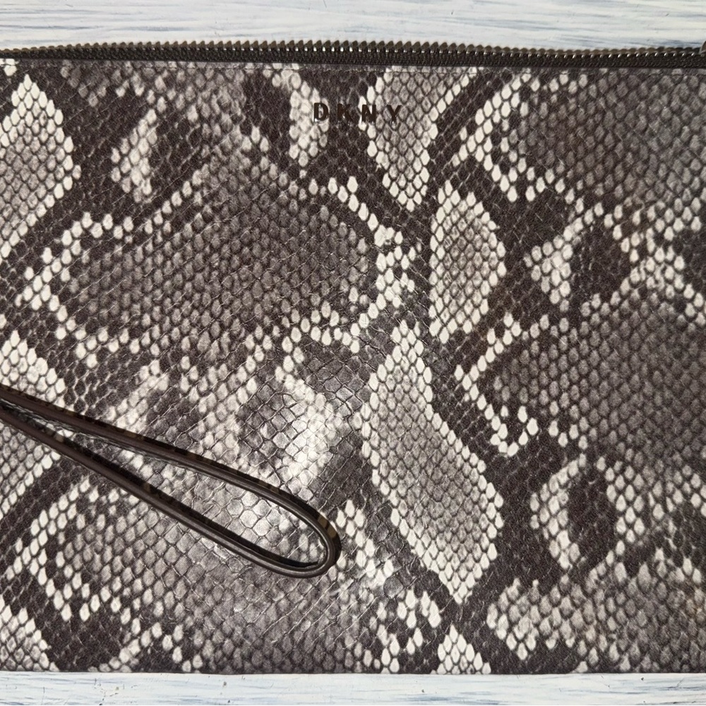 Dkny, Women's Python Patterned Embossed Small Zip… - image 3